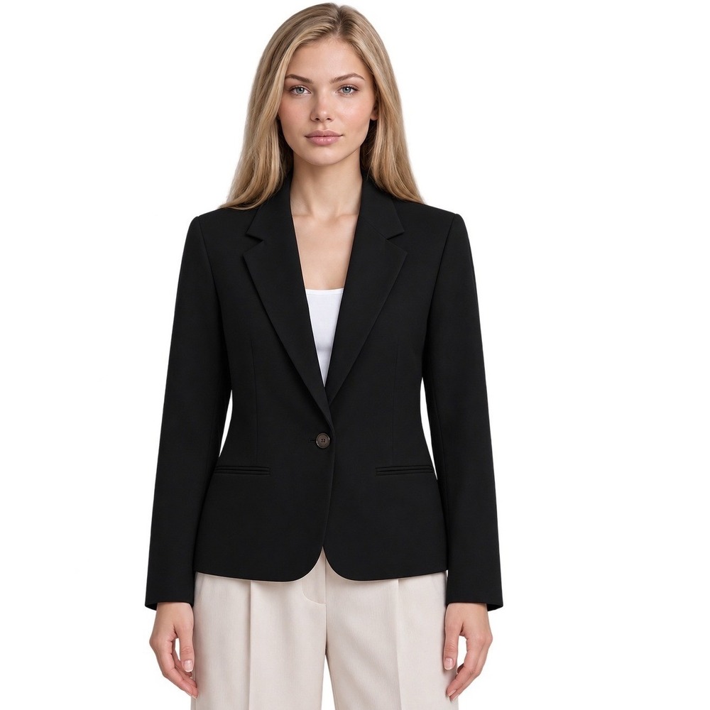 J.Crew Blazer Women's Size 4 Black Single Button Notched Lapel Workwear Jacket